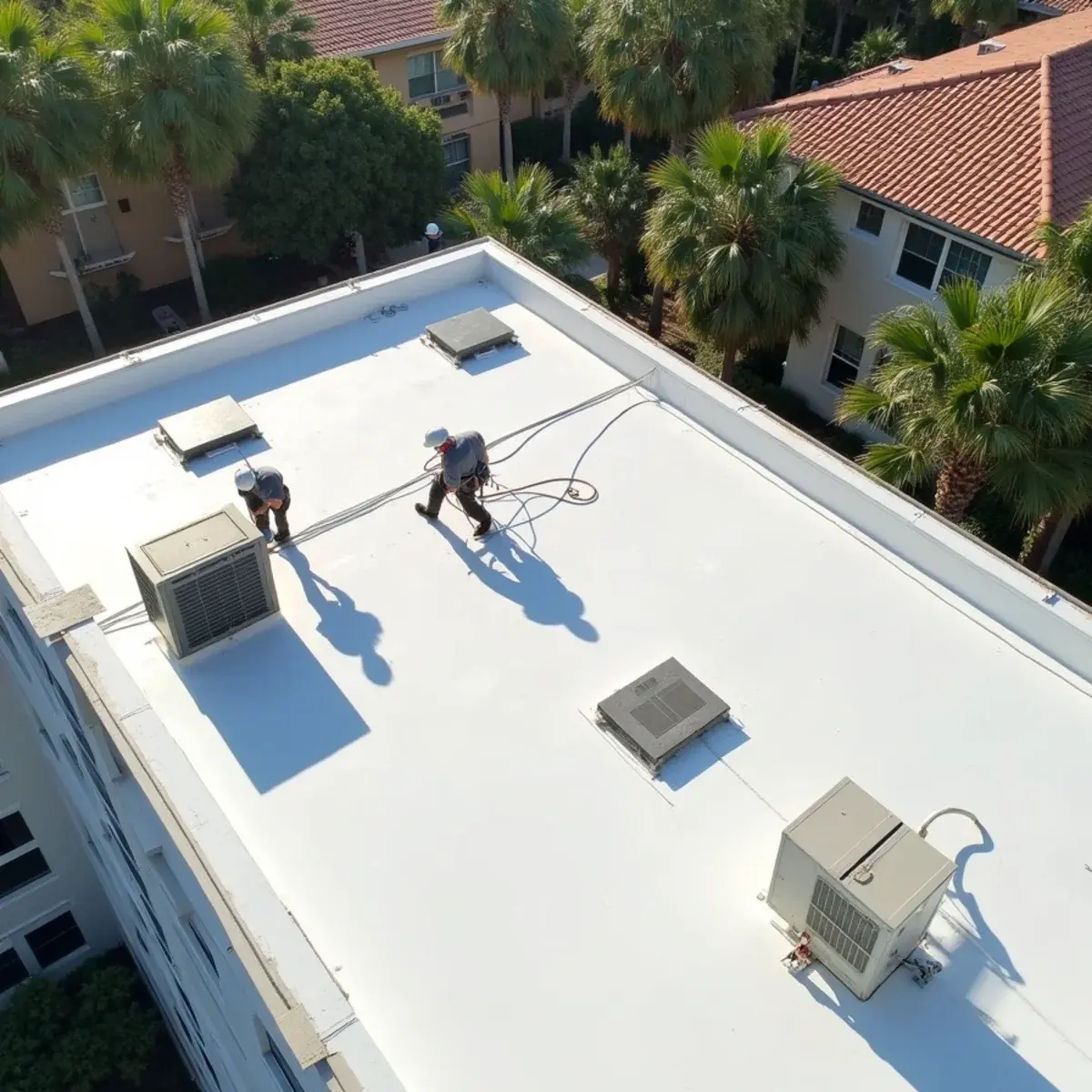 Flat membrane roof on a mid-rise condo building in Coconut Creek, FL