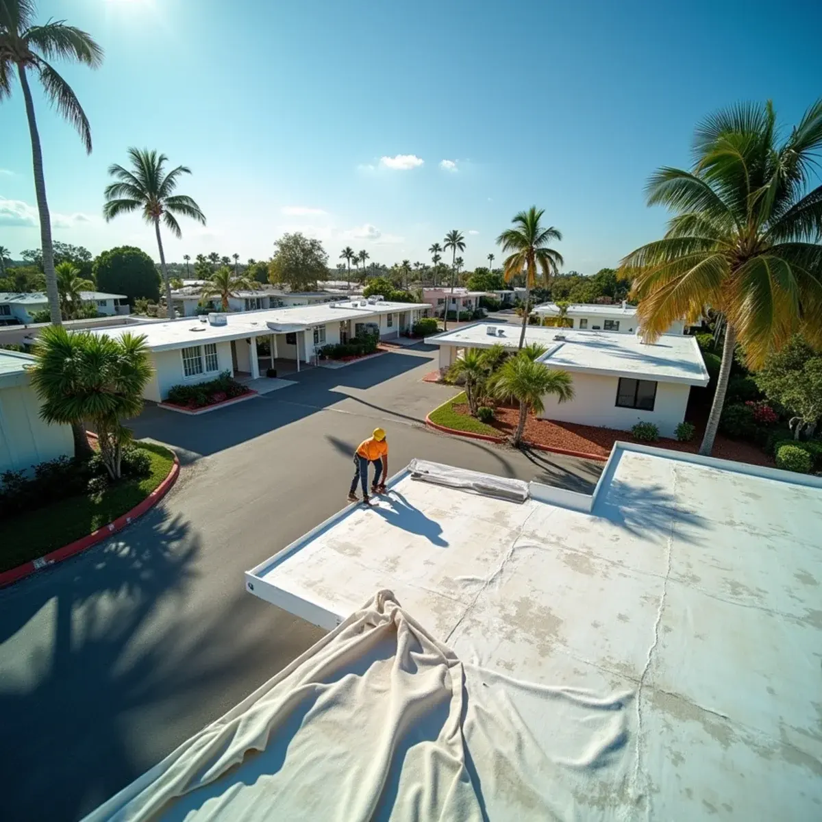 1960s ranch homes with flat and low-slope roofs on a Deerfield Beach street