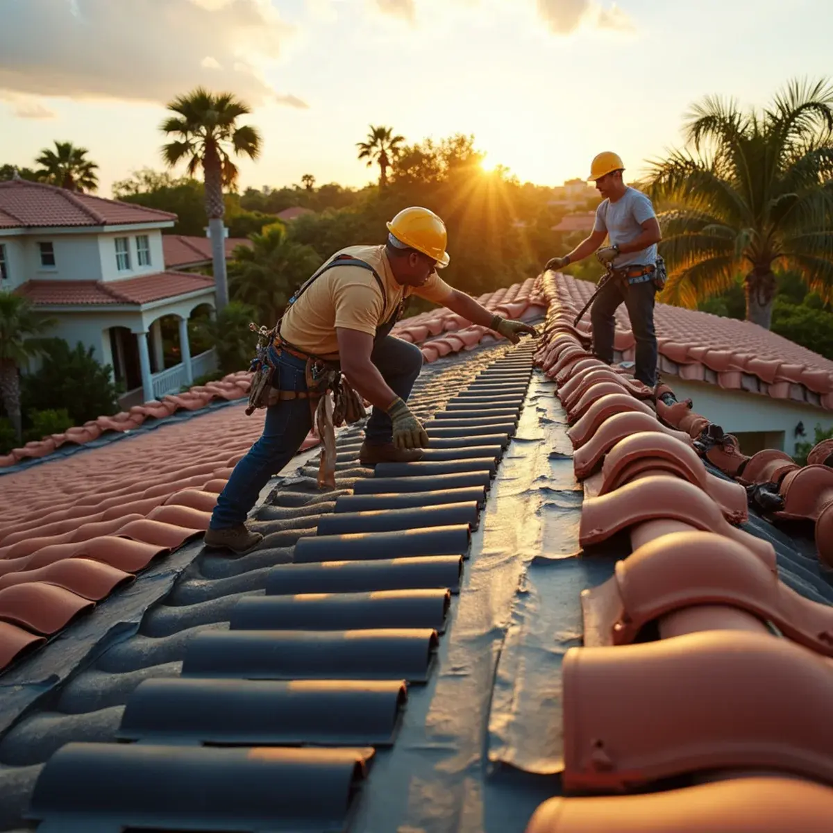 Lift and relay of a concrete tile roof with new underlayment in Boca Raton